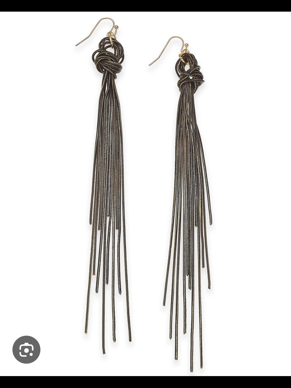 Thalia Sodi Extra Large Gold Tone Black Knotted Chain Linear Earrings
